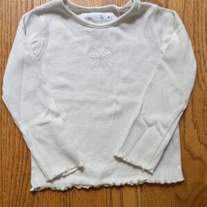 Zara Kids White Long Sleeve Tee with Bow
